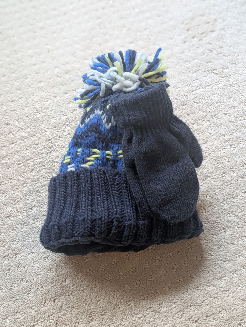 New Cat & Jack Navy Toddler Hat & Mittens